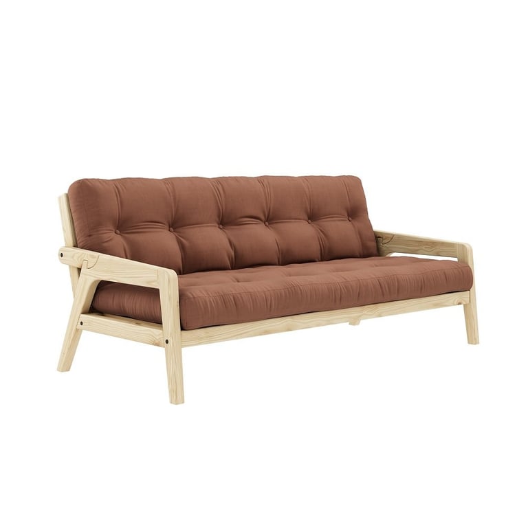 Produit similaire: Canapé convertible futon GRAB pin naturel coloris brun argile couchage 130 cm.