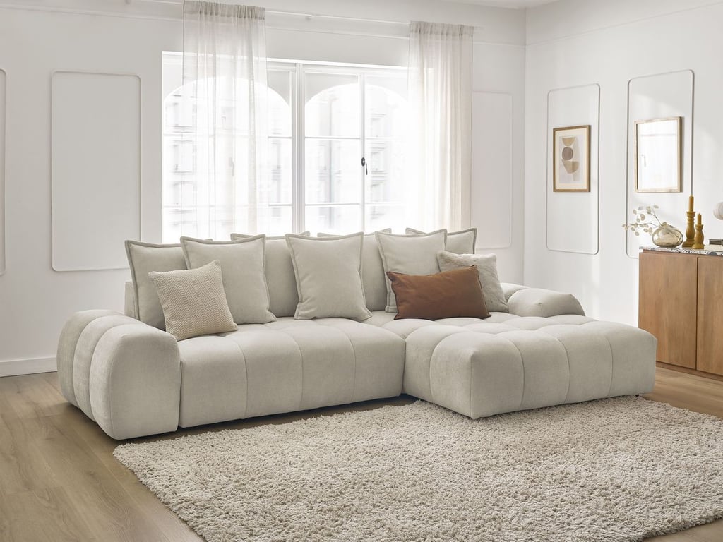 Produit similaire: Everest canapé d'angle convertible coffre 3 places tissu texturé beige angle droit