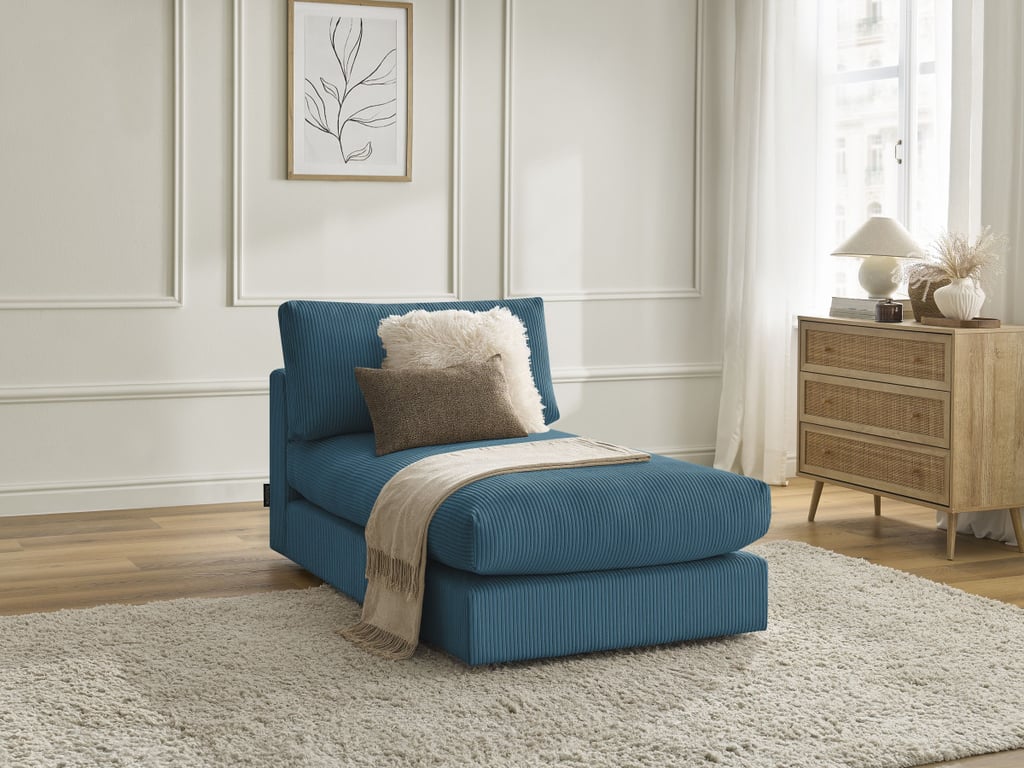 Produit similaire: Méridienne pour canapé modulable PARIS velours côtelé bleu clair BOBOCHIC 1 places