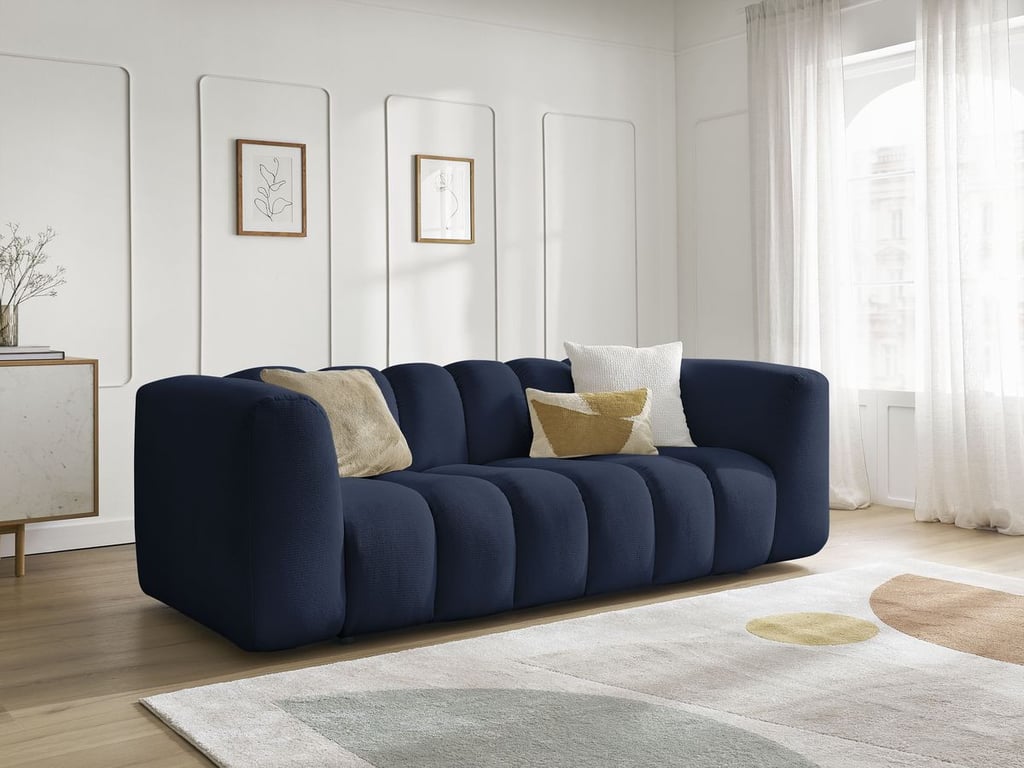 Produit similaire: Canapé droit fixe 3 places TALIA tissu chiné bleu foncé BOBOCHIC