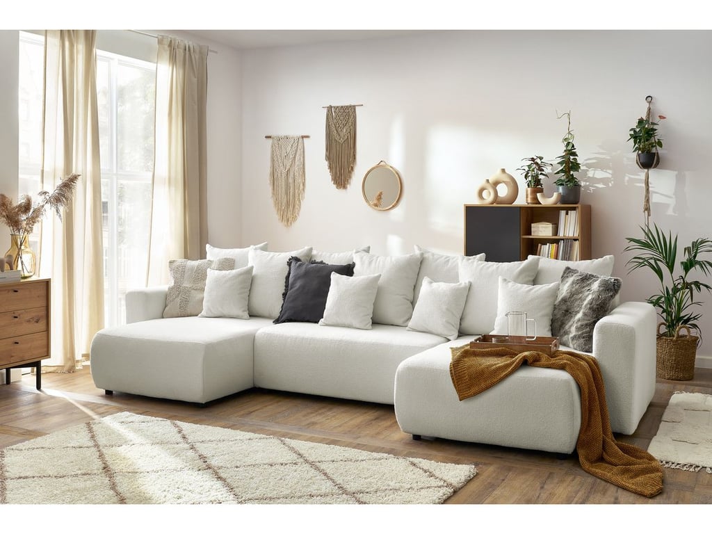 Produit similaire: Envy canapé panoramique convertible coffre 6 places tissu bouclette blanc