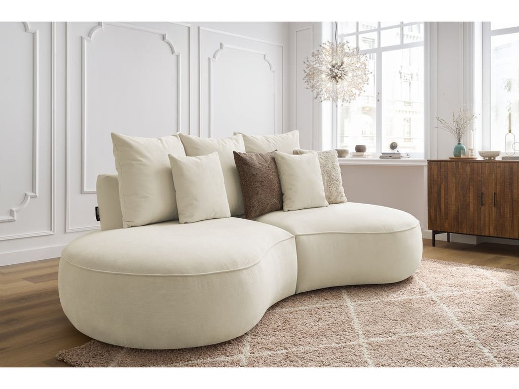 Canapé droit fixe 3 places SAINT-GERMAIN tissu texturé beige   BOBOCHIC