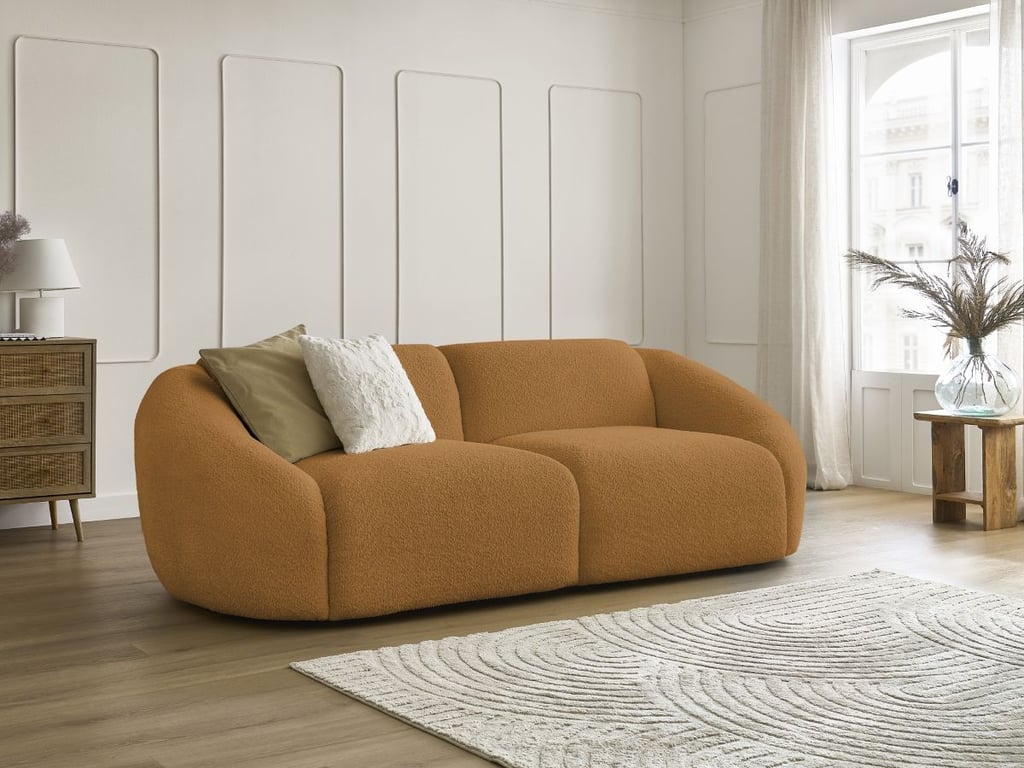 Produit similaire: Canapé droit fixe 3 places TINA tissu bouclette jaune BOBOCHIC