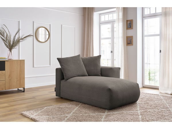 Voltaire méridienne avec accoudoir pour canapé modulable 1 place velours côtelé taupe angle droit