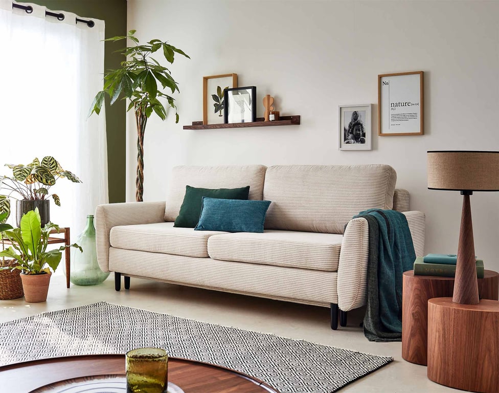 Produit similaire: dan - Canapé convertible velours côtelé Beige