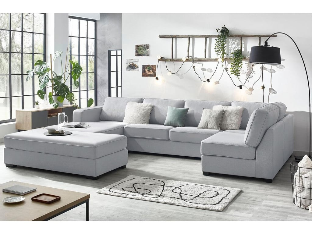 Produit similaire: Canapé panoramique convertible MEGA avec pouf gris clair angle gauche BOBOCHIC 8 places