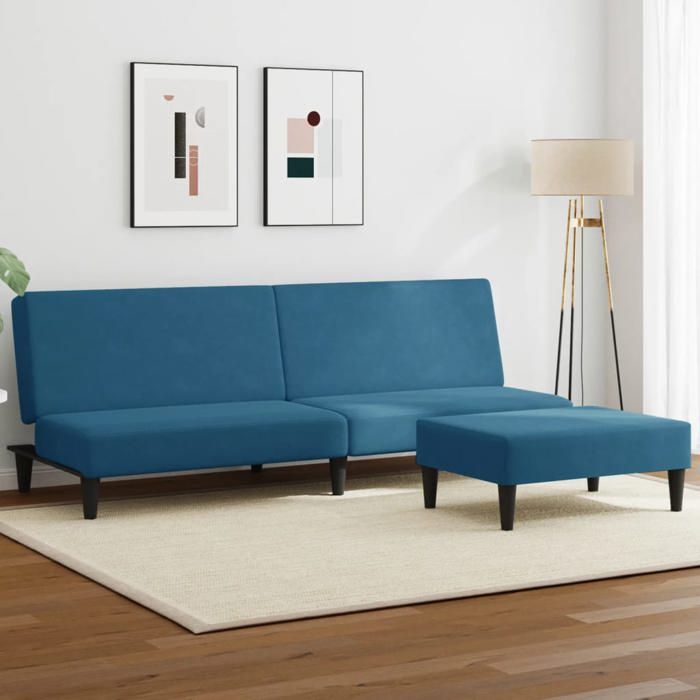 Produit similaire: Canapé-lit à 2 places avec repose-pied - convertible - bleu velours - 200x84,5x69 cm,31,8 Kg 6702