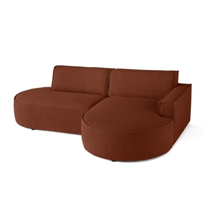 Produit similaire: Spiaggia - canapé d'angle droit - forme arrondie - 4 places - en velours côtelé - Terracotta