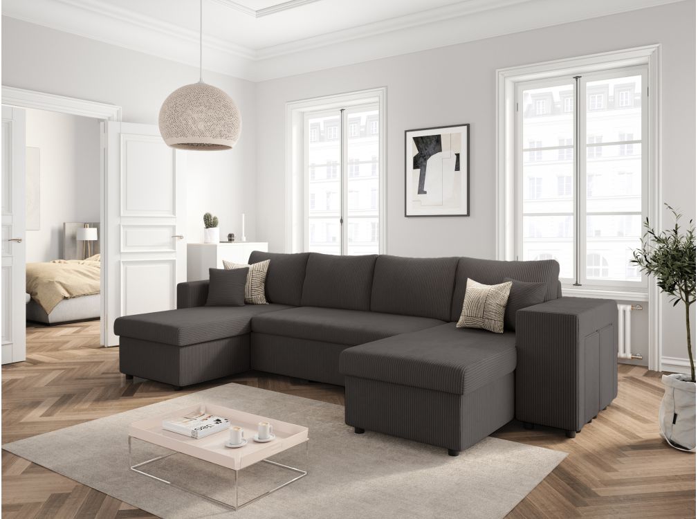 Produit similaire: oslo - Canapé convertible velours côtelé Gris