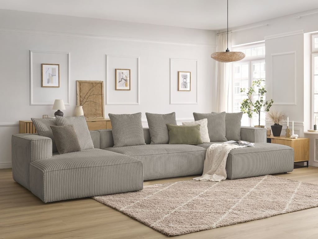 Produit similaire: Canapé panoramique fixe NINA velours côtelé taupe BOBOCHIC 4 places