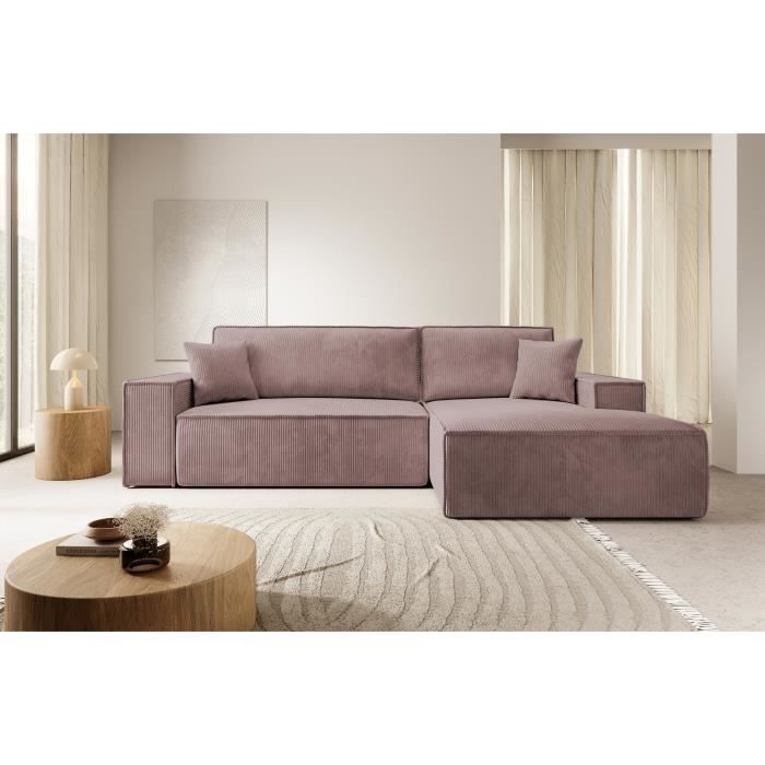 Produit similaire: Canapé d'angle - FARESE NEW - 267 cm - en L avec coffre de rangement Canapé droit en velours côtelé rose
