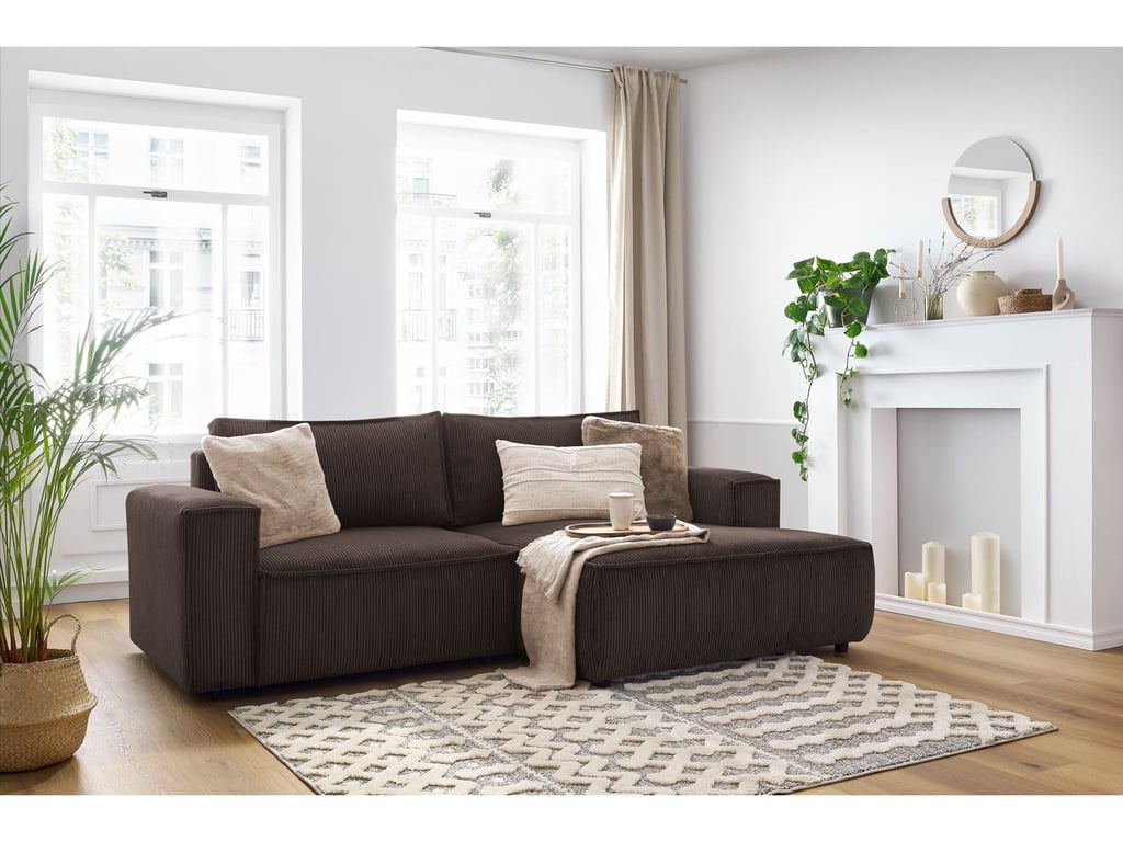 Produit similaire: Canapé d'angle fixe compact NIHAD velours côtelé marron angle droit BOBOCHIC 3 places