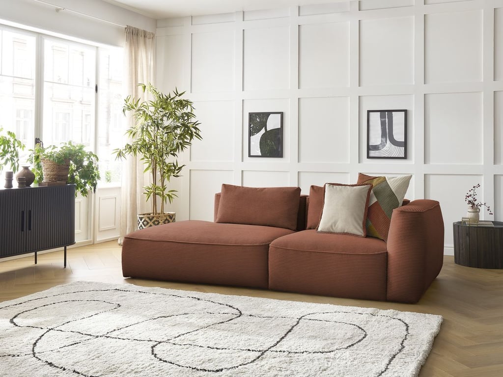 Produit similaire: Canapé droit fixe 3 places LEOPOLD velours côtelé orange accoudoir droit BOBOCHIC