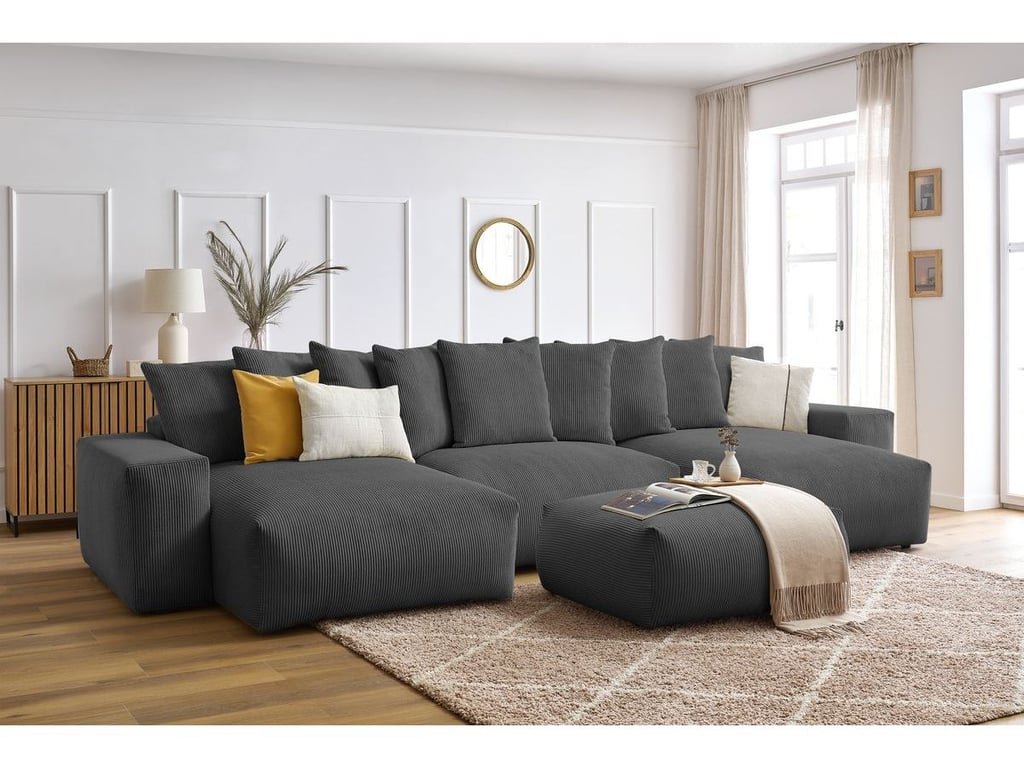 Produit similaire: Canapé panoramique convertible coffre VOLTAIRE avec pouf gris foncé panoramique BOBOCHIC 7 places