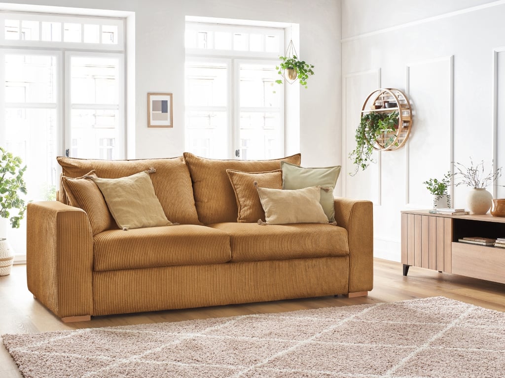 Produit similaire: Canapé droit convertible ouverture express AUGUSTIN velours côtelé jaune 160x200 BOBOCHIC 3 places