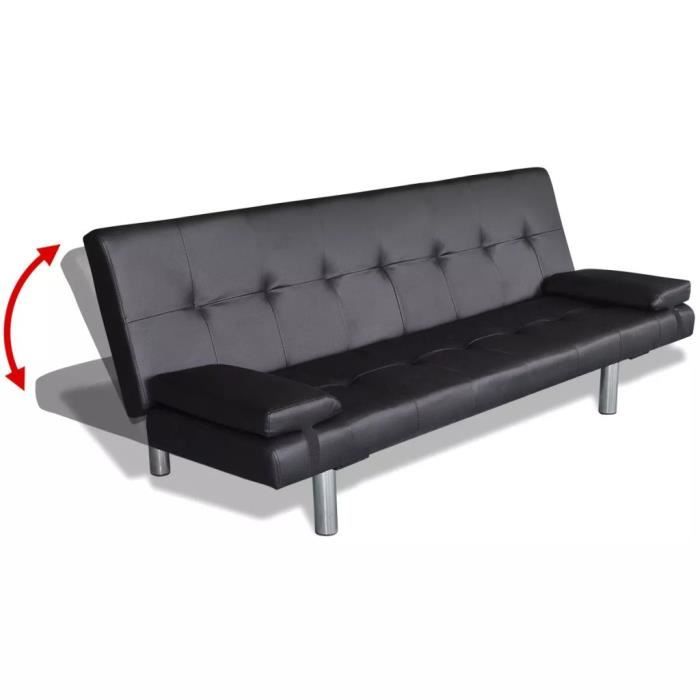 Produit similaire: Canapé-lit convertible OVONNI - Cuir synthétique Noir - Réglable en 3 positions - 2 oreillers inclus