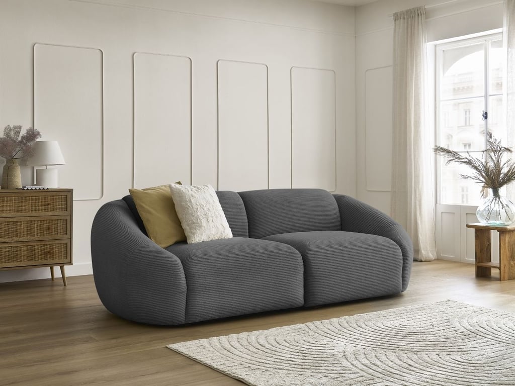 Produit similaire: Canapé droit fixe 3 places TINA velours côtelé gris foncé BOBOCHIC