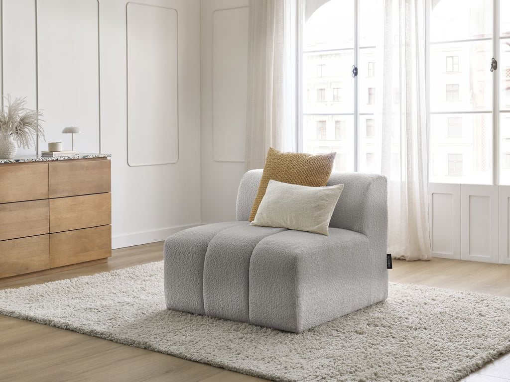 Annecy chauffeuse pour canapé modulable 1 place tissu bouclette gris clair - Vue supplémentaire 3