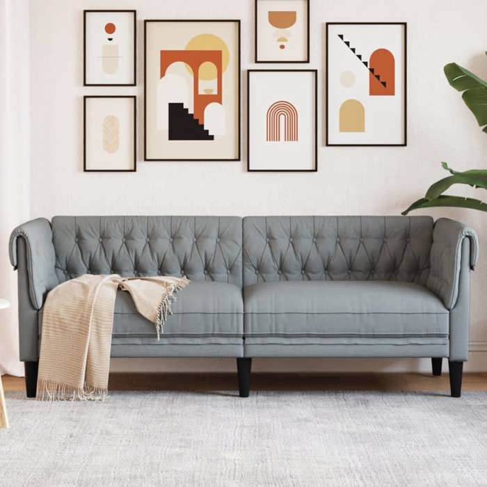 Produit similaire: Canapé rétro salon/ Canapé Chesterfield 3 places - gris clair - tissu CC60184238