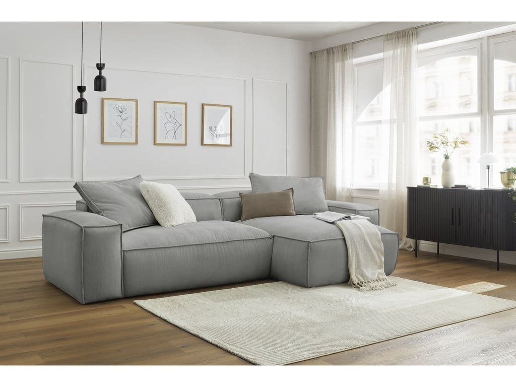 Produit similaire: Canapé d'angle réversible ultra moelleux BOHEME velours côtelé gris clair réversible BOBOCHIC 3 places