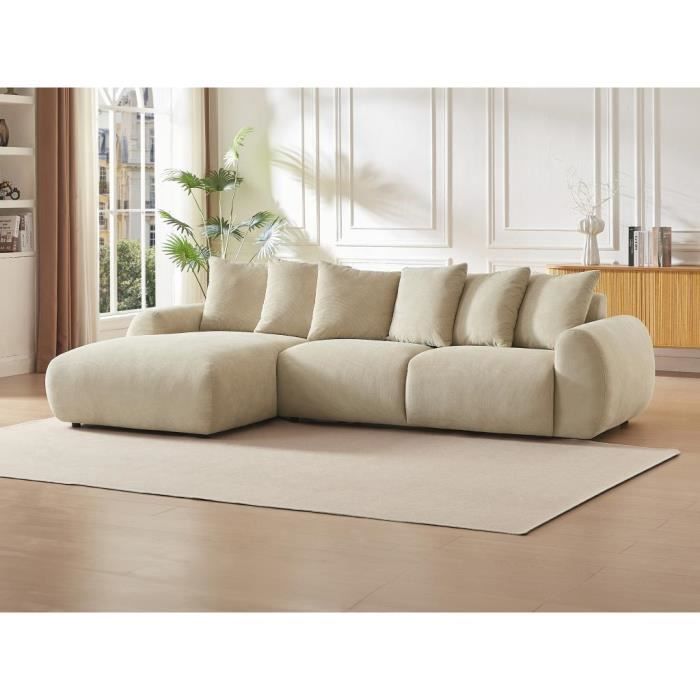 Produit similaire: Canapé d'angle gauche en tissu texturé beige BAVOPO