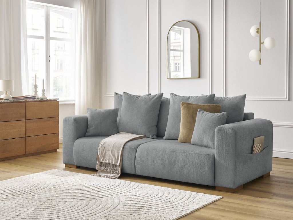 Produit similaire: Canapé droit fixe 3 places SIDONIE tissu chiné gris foncé BOBOCHIC