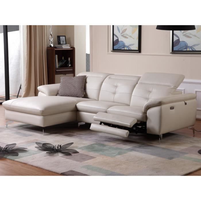 Produit similaire: Canapé d'angle relax électrique en cuir de buffle LISMORE - Blanc - Angle gauche - Relaxation - VENTE-UNIQUE