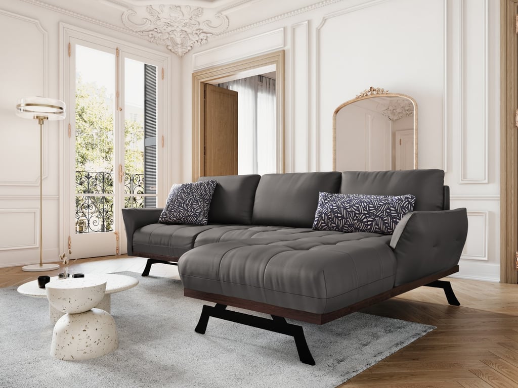 Produit similaire: Canapé d'angle 4 places en cuir cuir gris foncé
