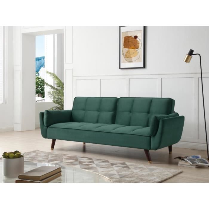Produit similaire: Canapé 3 places convertible clic-clac en velours vert GULCAN