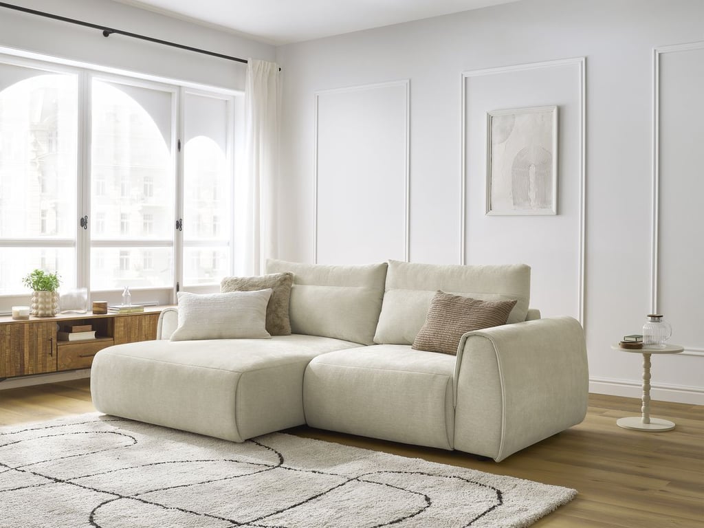 Produit similaire: Canapé d'angle fixe compact ADEN beige angle gauche BOBOCHIC 3 places