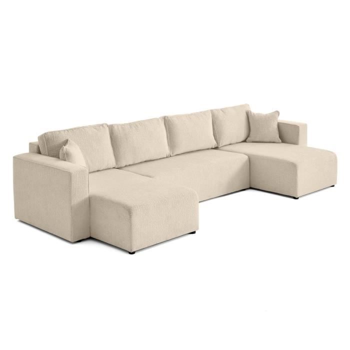 Produit similaire: Topaze - canapé panoramique en U - 7 places - convertible avec coffre - en tissu velours relief - Beige
