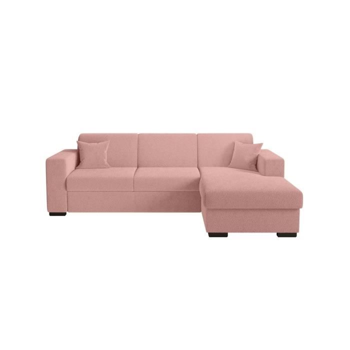 Produit similaire: Canapé d'angle droit 4 places FUJI XL convertible avec coffre en tissu bouclette - Rose - L262 x P157 x H83cm - LOUNGITUDE