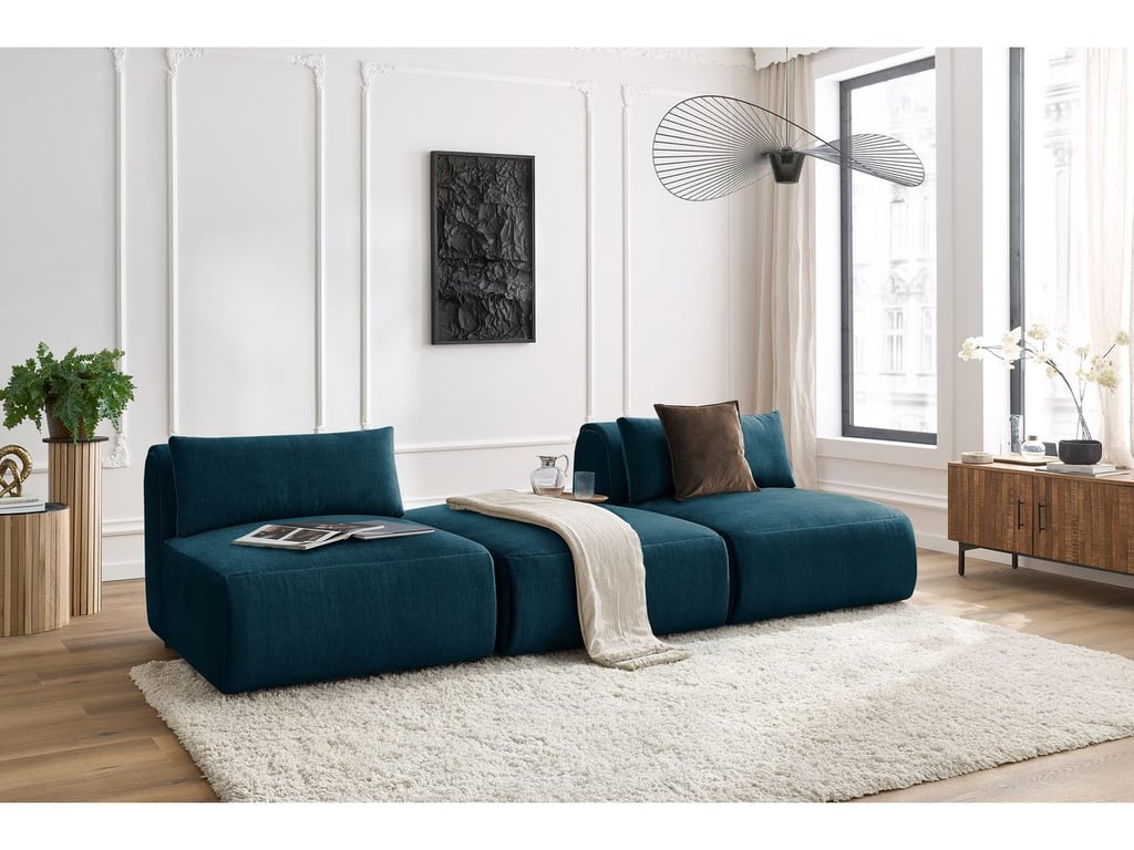 Produit similaire: Canapé droit fixe 3 places JEANNE tissu velours bleu foncé BOBOCHIC 3 places