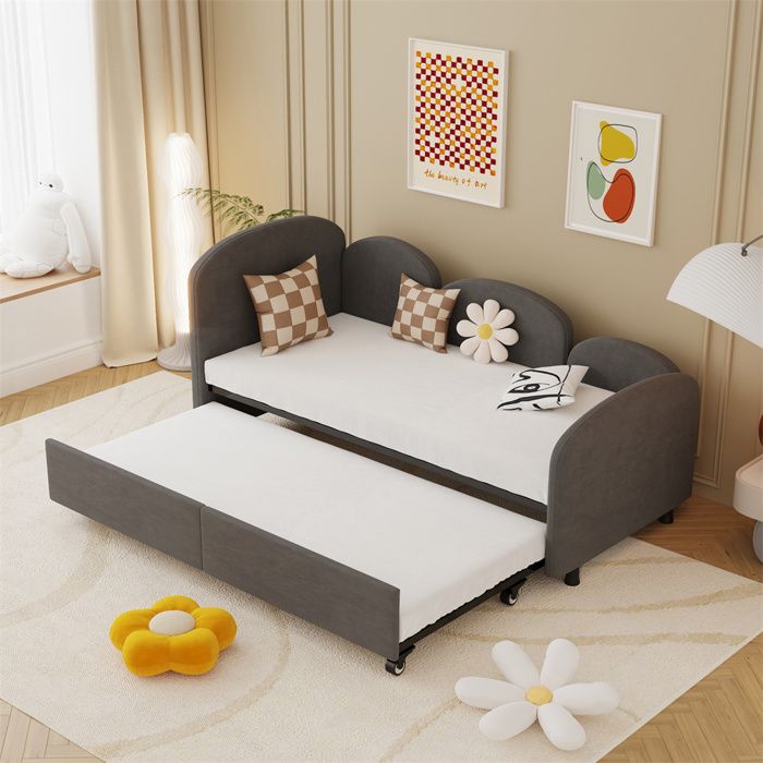 Produit similaire: Canapé-Lit extensible 90x200cm avec sommiers,Lit rembourré Moderne en velours avec lit gigogne pour le salon,chambre,Gris