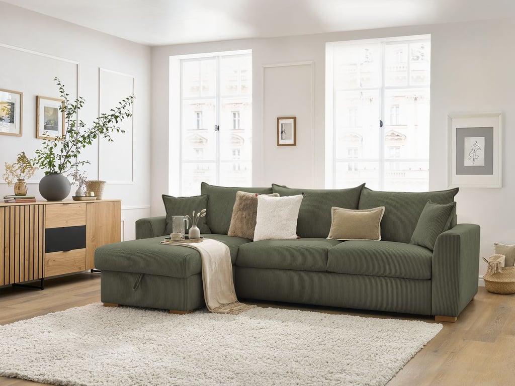 Produit similaire: Canapé d'angle réversible convertible ouverture express AUGUSTIN velours côtelé vert clair 160x200 BOBOCHIC 3 places