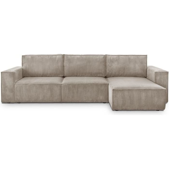 Produit similaire: Canapé d'angle 5 places convertible réversible avec coffre de rangement en velours côtelé taupe - Harper New