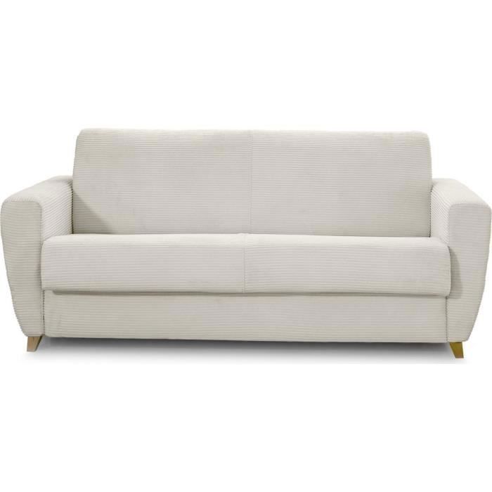 Produit similaire: Canapé convertible 3 places en velours côtelé beige - ouverture express - Leandro