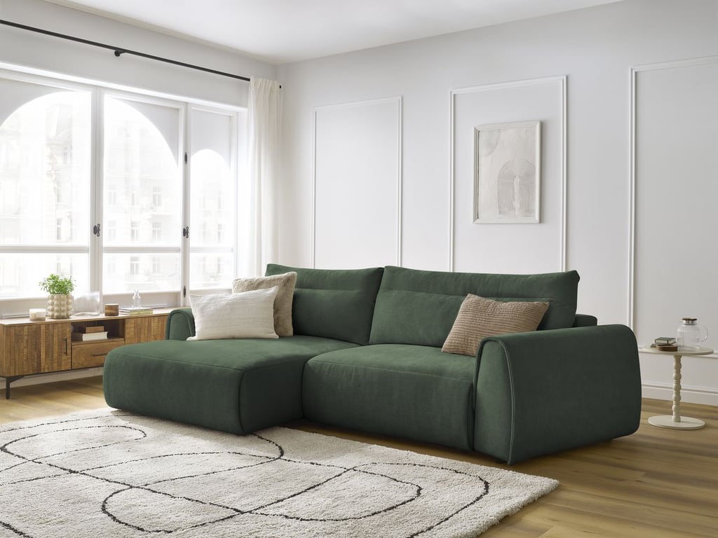 Produit similaire: Canapé d'angle incurvé fixe ADEN vert angle gauche BOBOCHIC 3 places