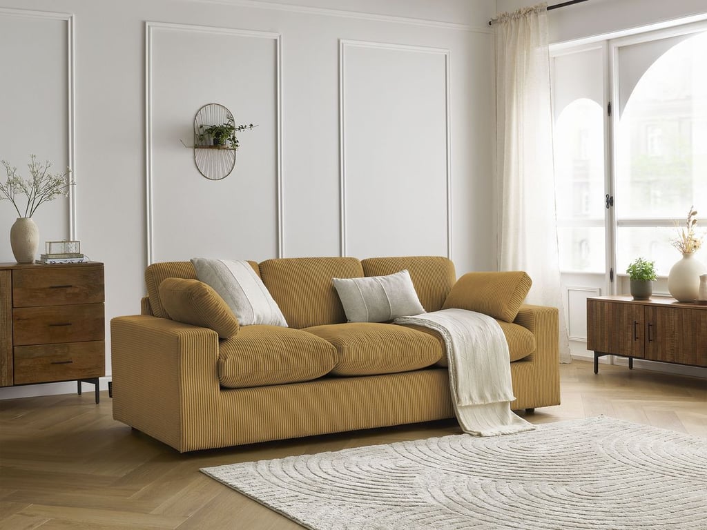 Produit similaire: Canapé droit fixe compact BELAIR velours côtelé jaune BOBOCHIC 3 places