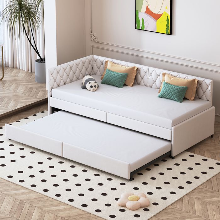 Produit similaire: ANAJQAQIA Canapé-lit-90/180×200cm-2-en-1 multifonctionnel-tissu velours- avec roulettes-beige