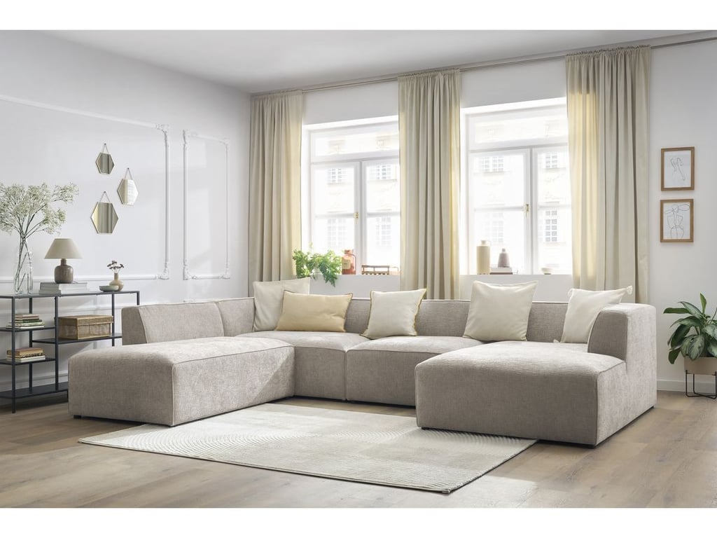 Produit similaire: Canapé panoramique fixe MEGEVE tissu texturé beige angle droit BOBOCHIC 5 places