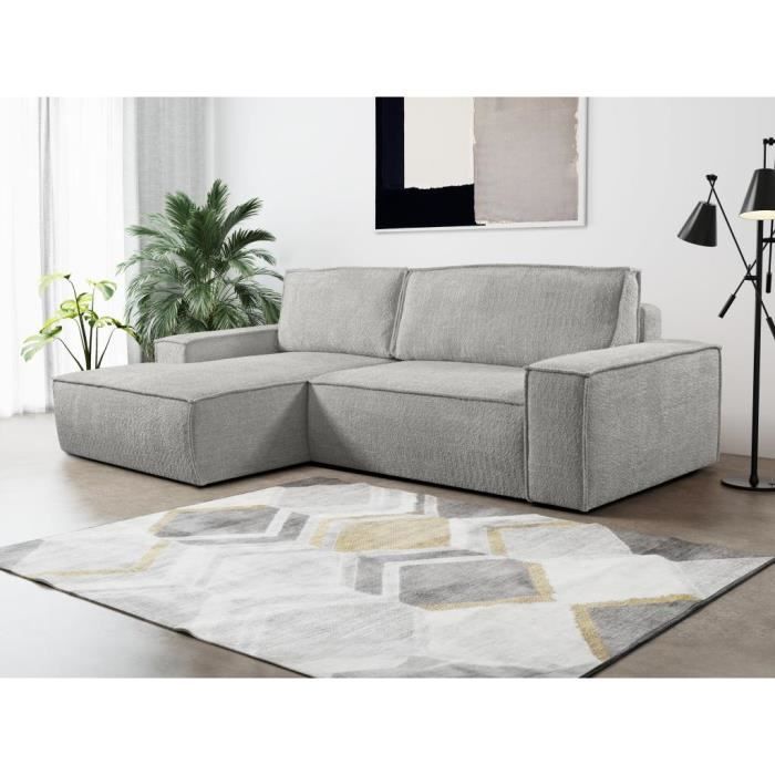 Produit similaire: Canapé d'angle convertible en tissu bouclette gris AMELIA - Angle Gauche