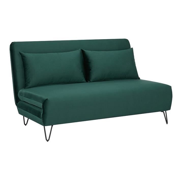 Produit similaire: Canapé convertible - AC-DÉCO - 2 places - Velours vert - L 141 x H 81 x P 90 cm - Lit 141 x 191 cm
