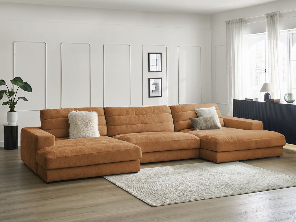 Produit similaire: Canapé panoramique fixe SIERRA tissu texturé orange BOBOCHIC 4 places