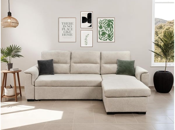 Canapé d'angle réversible AUGUSTE convertible avec dossier haut en tissu