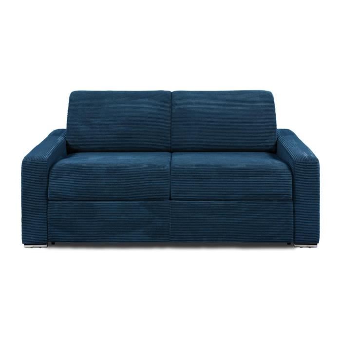 Produit similaire: Canapé 3 places convertible express en velours côtelé bleu - Couchage 140 cm - Matelas 14 cm - CALITO