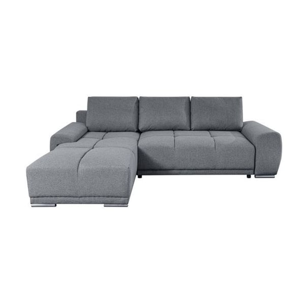 Canapé d'angle gauche 4 places convertible CASSANDRA avec coffre en tissu - Gris - L270 x P181 x H89cm - LOUNGITUDE