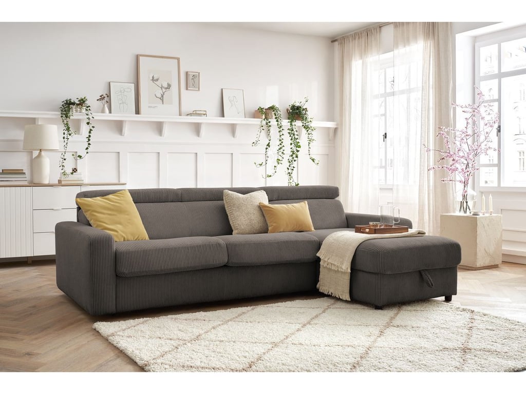 Produit similaire: Canapé d'angle réversible convertible coffre MONACO velours côtelé taupe 140x190 réversible BOBOCHIC 4 places