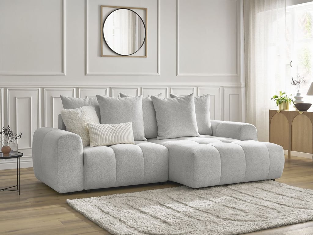 Produit similaire: Canapé d'angle convertible coffre ROXELANE tissu chiné gris clair angle droit BOBOCHIC 3 places