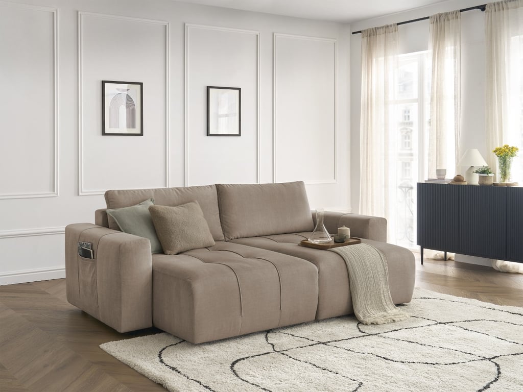 Produit similaire: Canapé droit fixe 4 places ARSENE assise profonde velours taupe BOBOCHIC